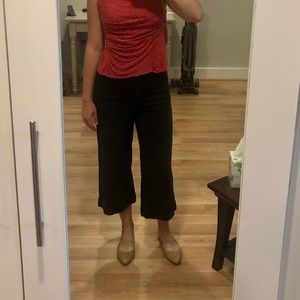 Alice + Olivia black high waist crop wide leg pants